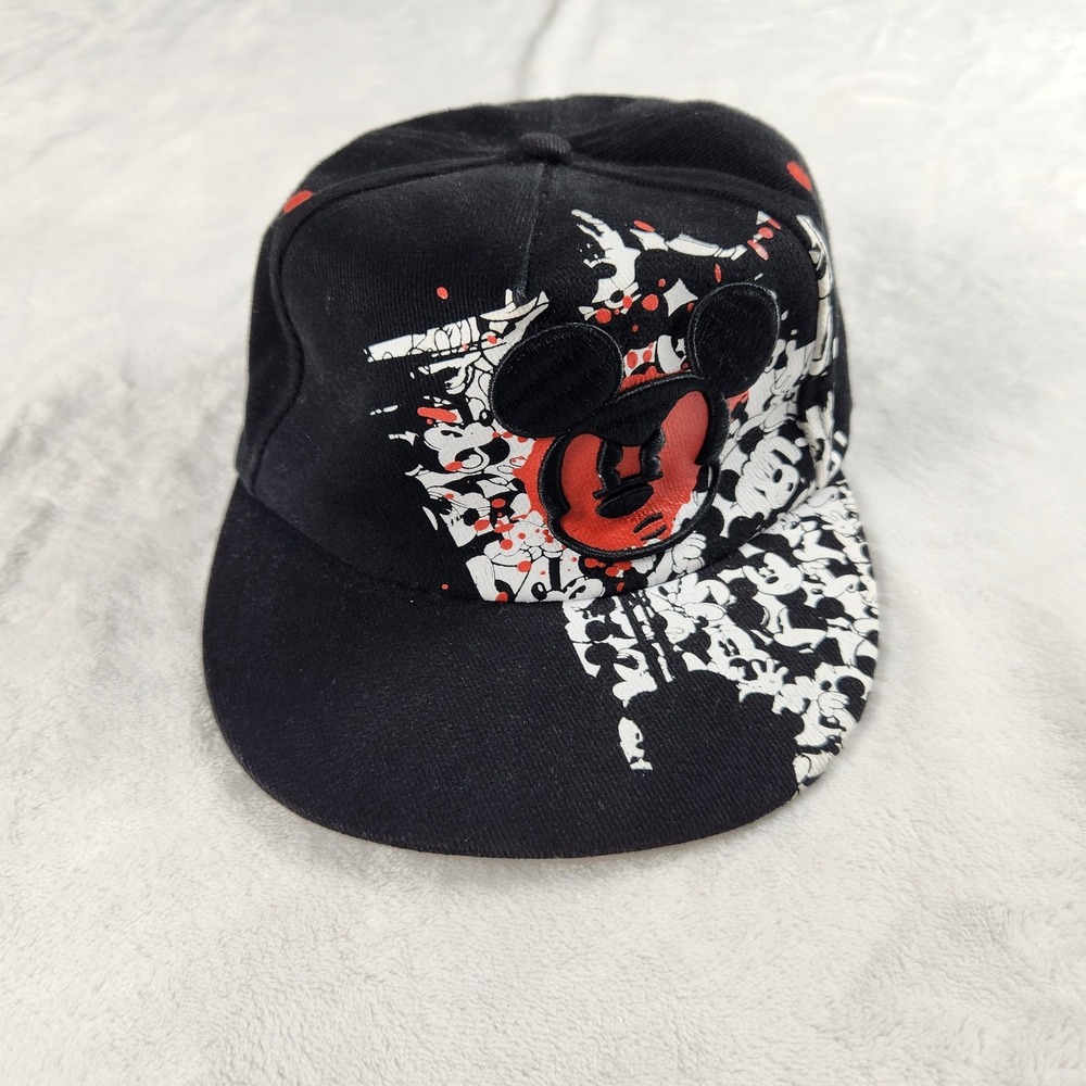 Disney Parks Mickey Mouse Hat Cap Fitted Youth One Size Black Graphic Boys